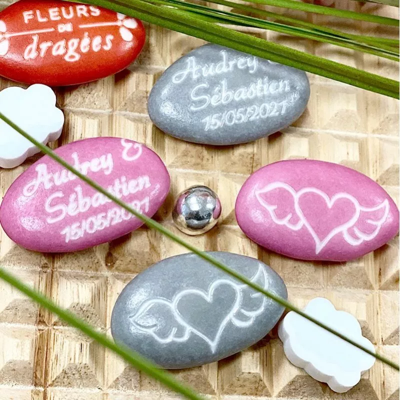 Dragées personnalisées mariage - cœur ailé