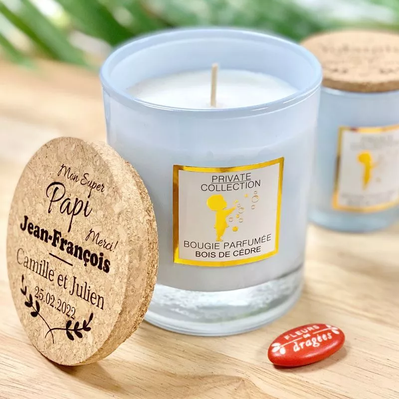 Bougie Personnalisée parfumée Cadeau Papi Mamie
