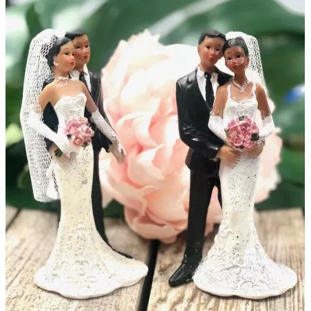 Couple mariés noir robe tissu