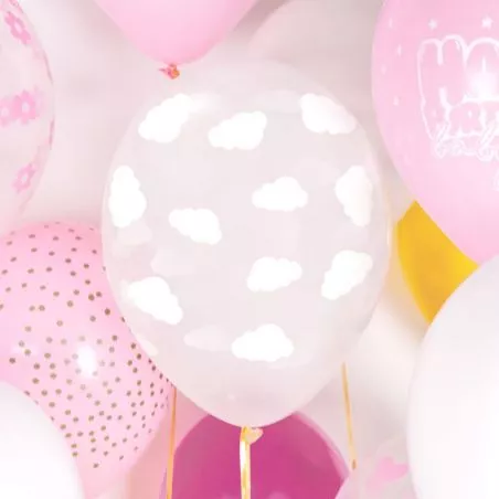 Ballons transparent nuage blanc x6