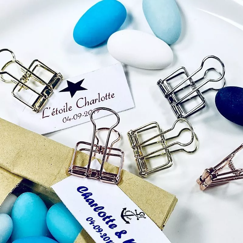 10 Pinces double clip fil fer Rose Gold, Or, Argent