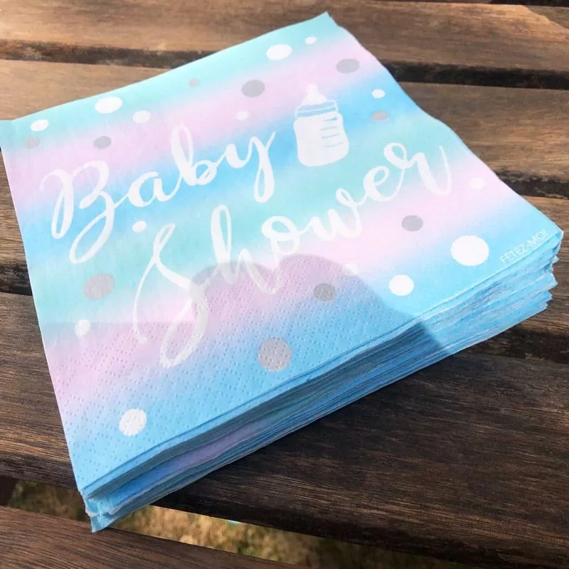 Serviette table Baby shower Arc en ciel 20psc