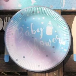 Assiette jetable BABY SHOWER arc en ciel (lot de 8)