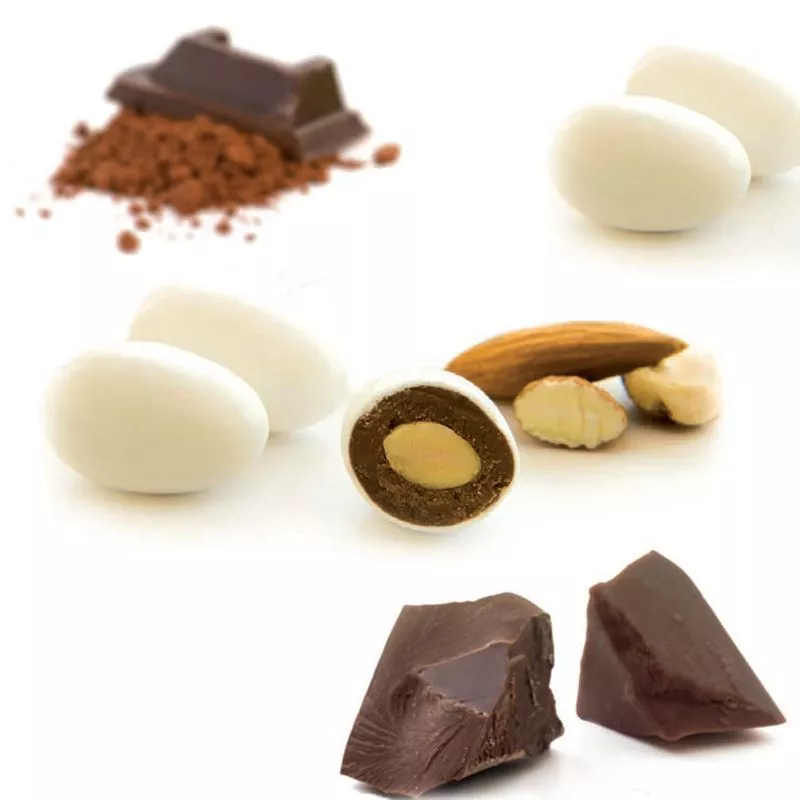Dragées mixte 2en 1 choco et amande - Blanc