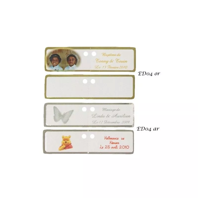 Etiquettes à dragées rectangulaire X18 ED04