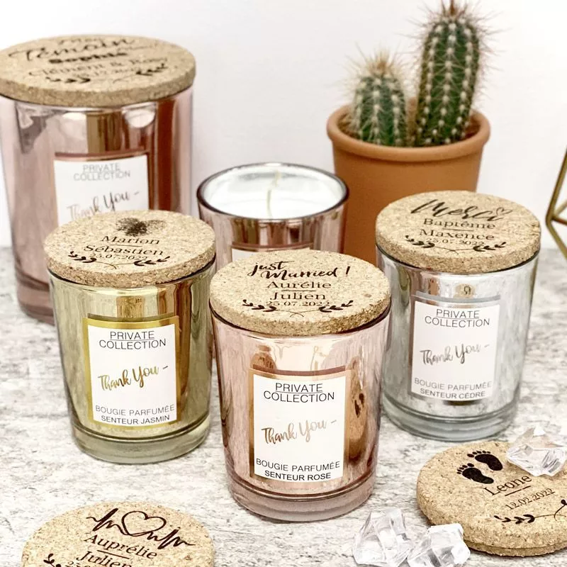 Cadeau invité Baptême Naissance Bougie parfumée personnalisée bapteme