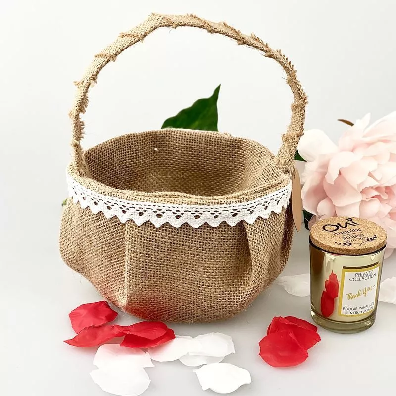 Panier pétale mariage Jute