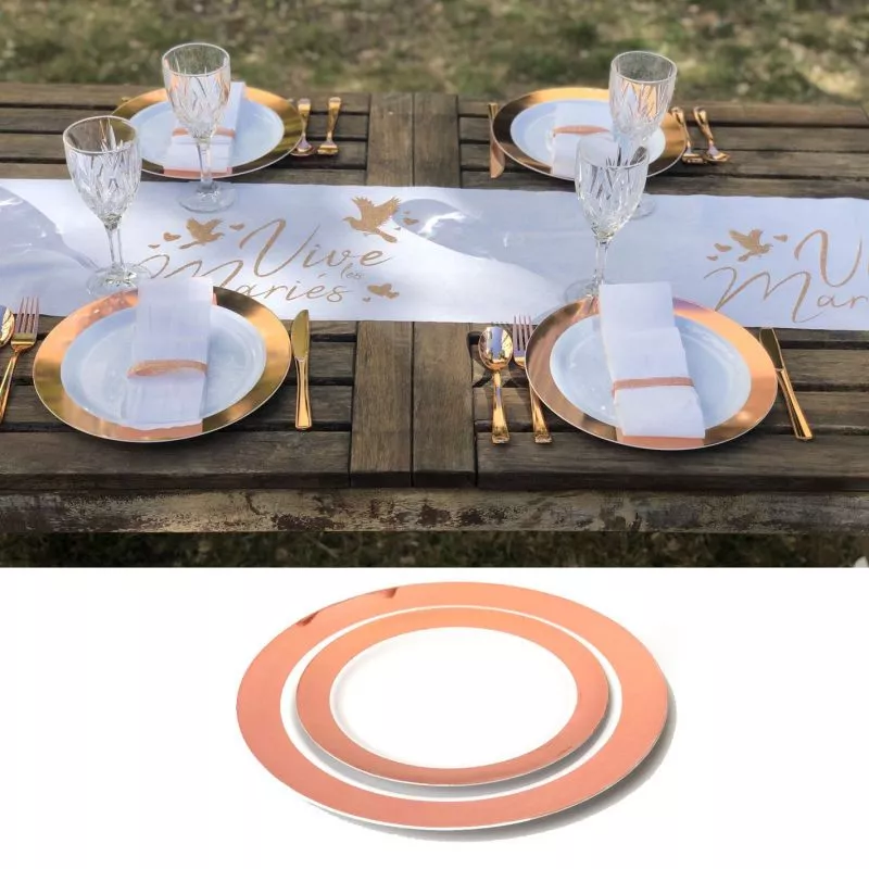 Assiette réutilisable métallisé ROSE GOLD DAYTONA  (lot de 6)
