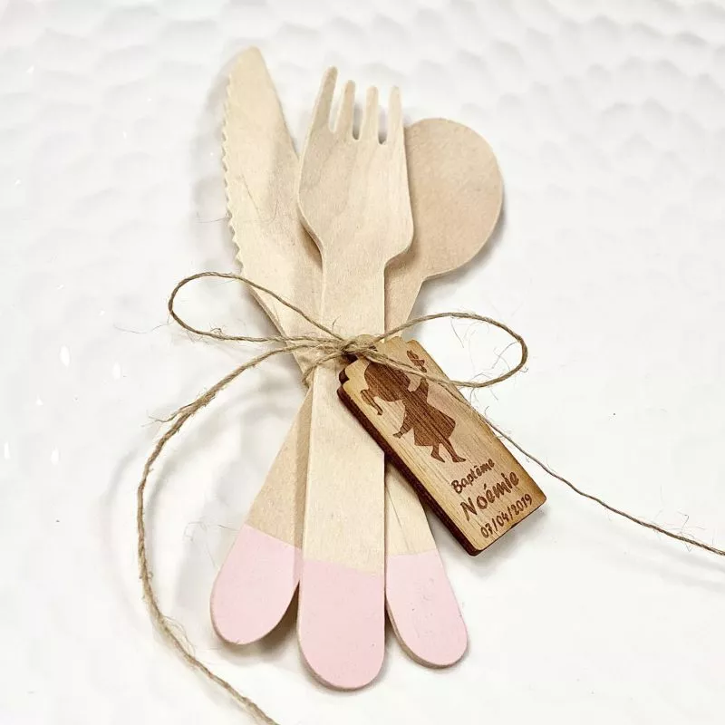 ménagère en BOIS X18 imprimé Rose