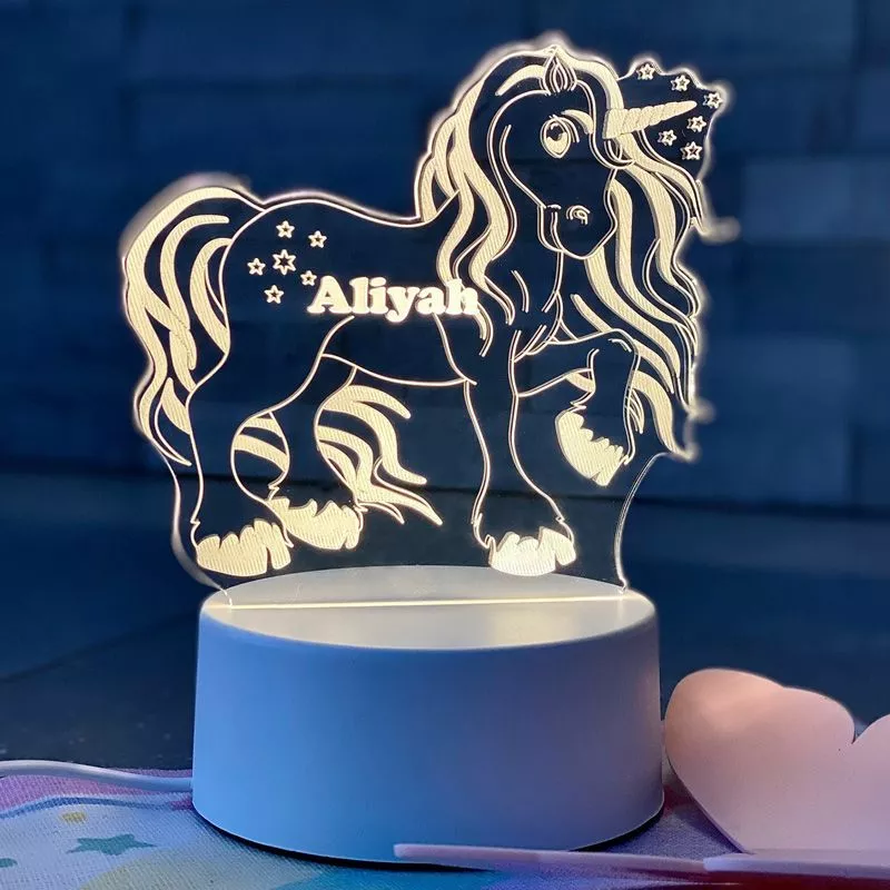 Lampe Licorne led 3D - Personnalisée