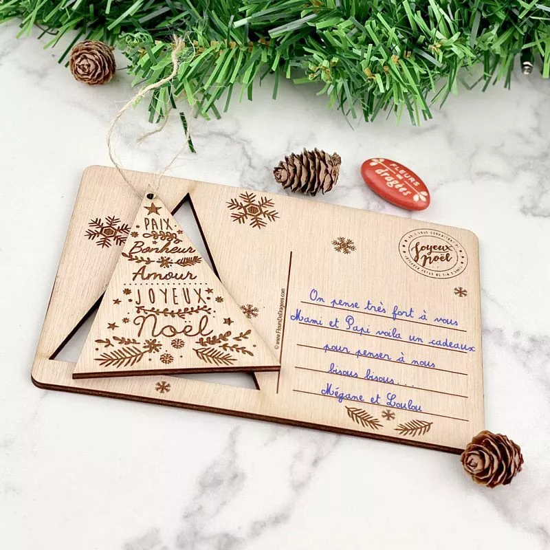 Carte de noël 3d bois - Sapin