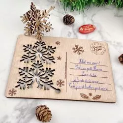 Carte de noël 3d en bois - Flocon de neige