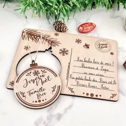 Carte de noël 3d bois - Boule Personnalisée
