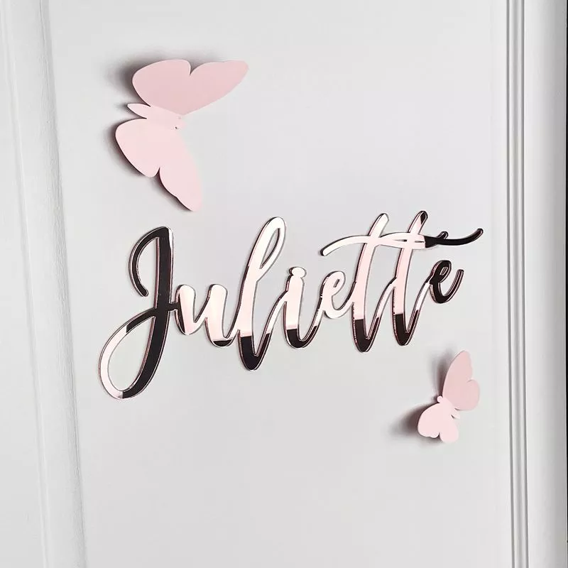 Prénom personnalisé mural / porte chambre - Rose gold
