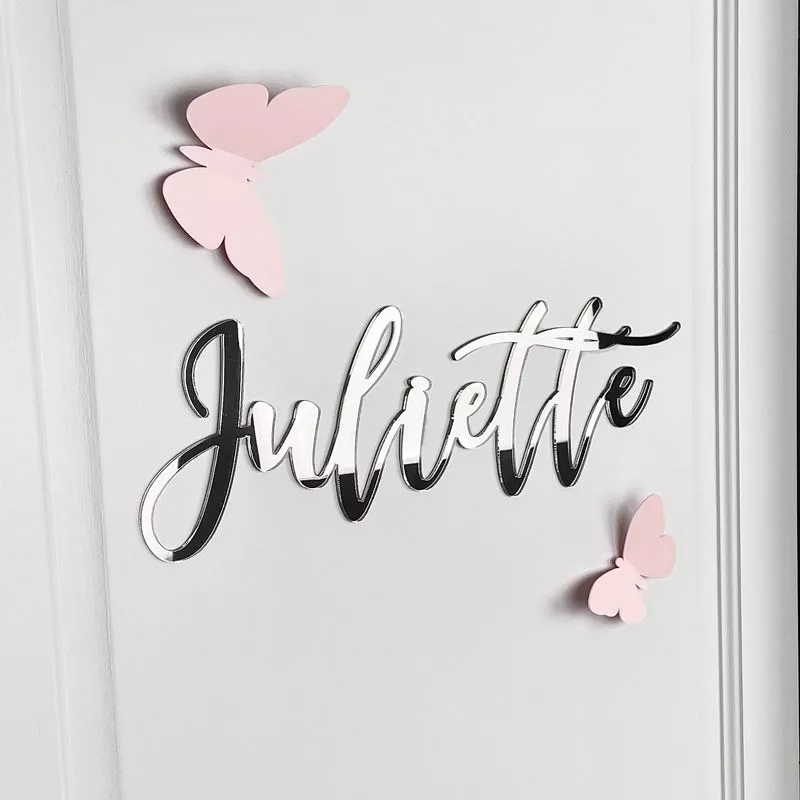 Prénom personnalisé mural / porte chambre - Argent