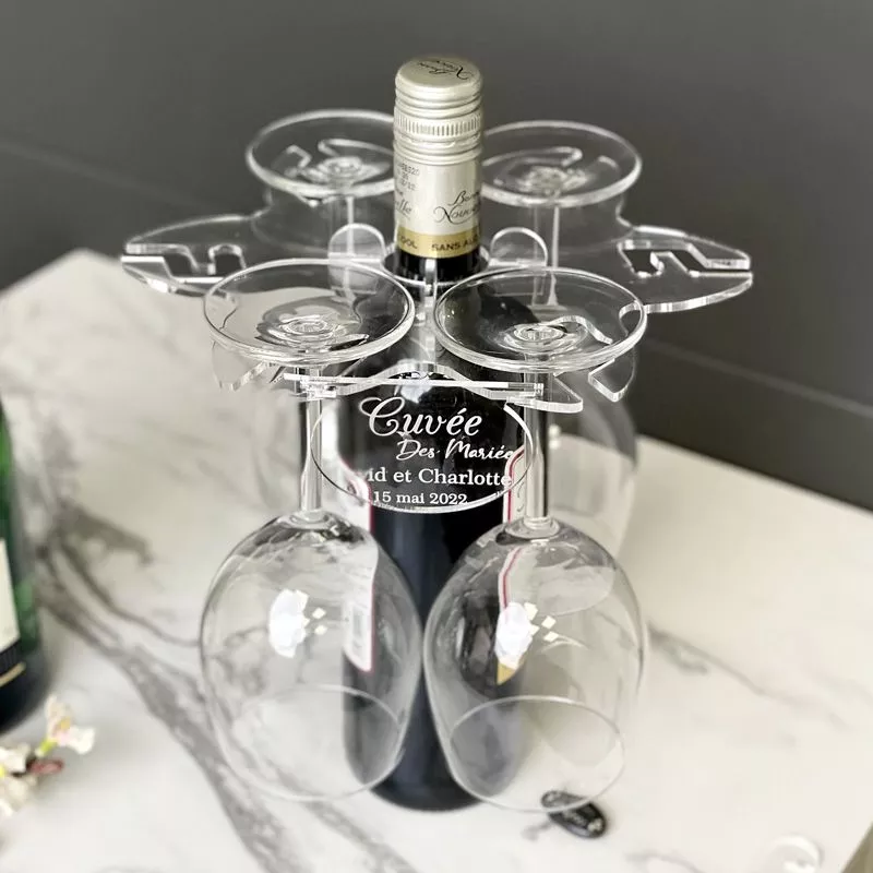 Support pour 6 flûtes à vin sur Bouteille de vin