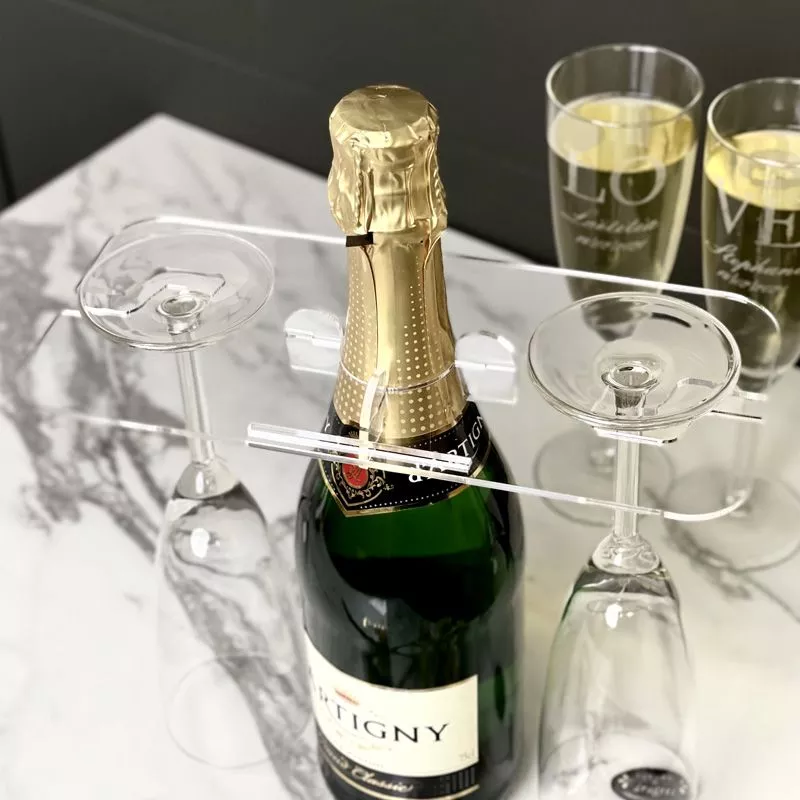 Support 2 flûtes champagne pour Bouteille