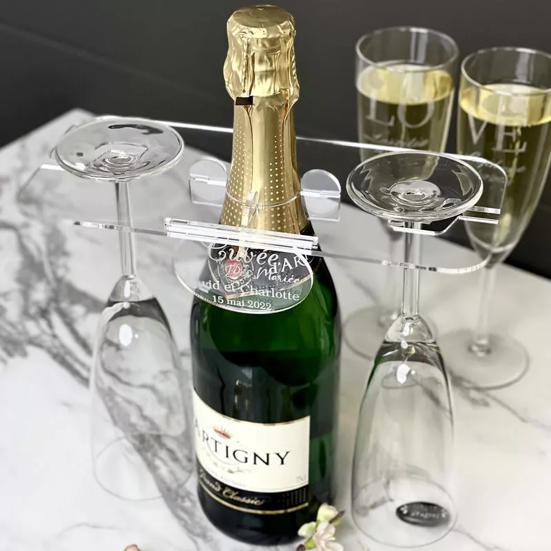 Support 2 flûtes champagne pour Bouteille