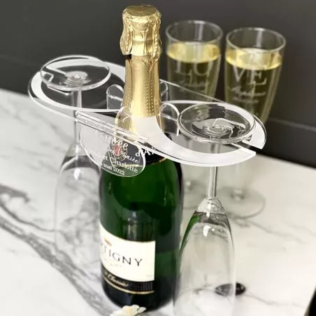 Support 2 flûtes champagne pour Bouteille - Infini