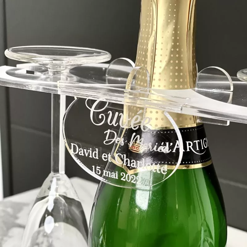 Support 2 flûtes champagne pour Bouteille - Infini