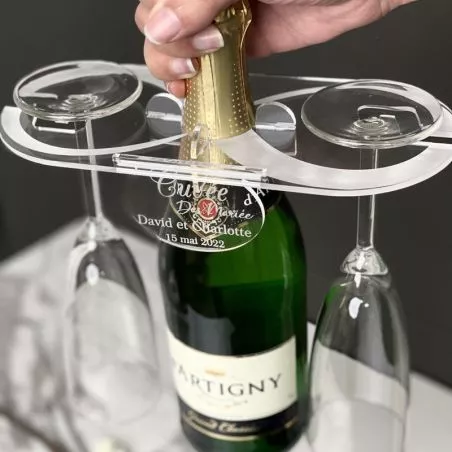 Support 2 flûtes champagne pour Bouteille - Infini