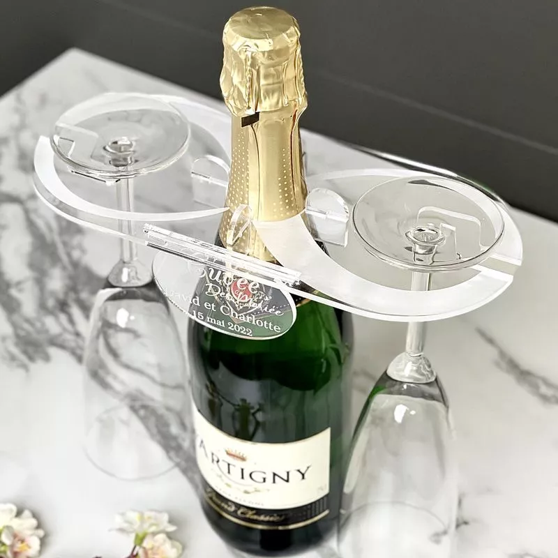 Support 2 flûtes champagne pour Bouteille - Infini