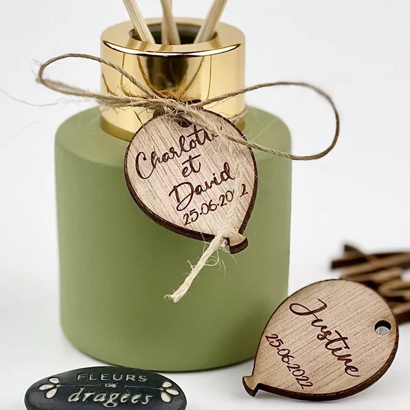 Etiquette en bois personnalisée - Ballon (Lot de 19)