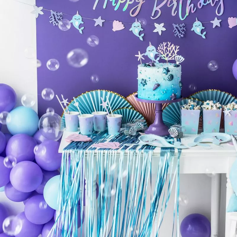 Rideau frange anniversaire Bleu (0.9x2.5m)