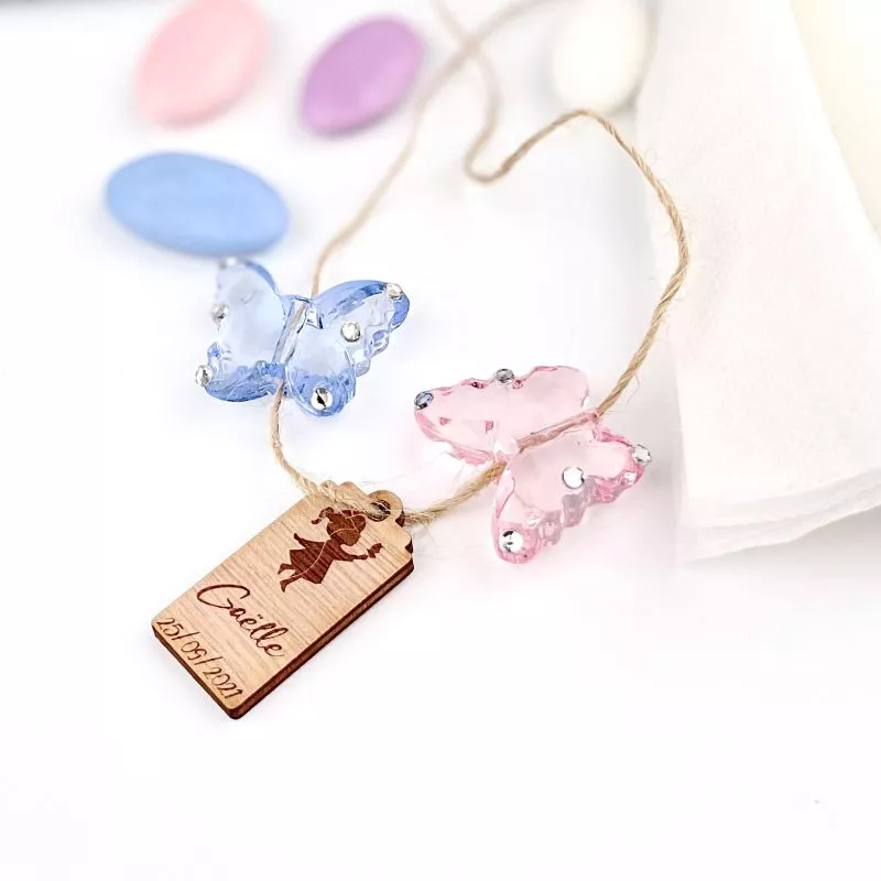 Perle papillon avec strass lot de 6