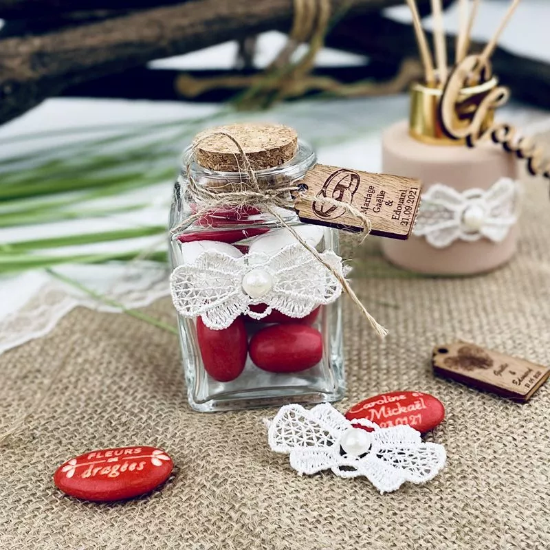 Nœud vintage en dentelle perlé (12 pièces)