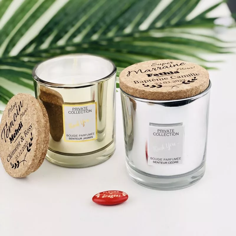 Grosse bougie Personnalisée parfumée Parrain Marraine