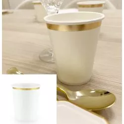 Gobelet carton blanc liseré Or 6 psc