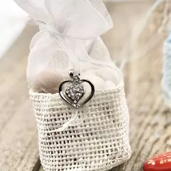 Pendentif charm strass Cœur - Argenté