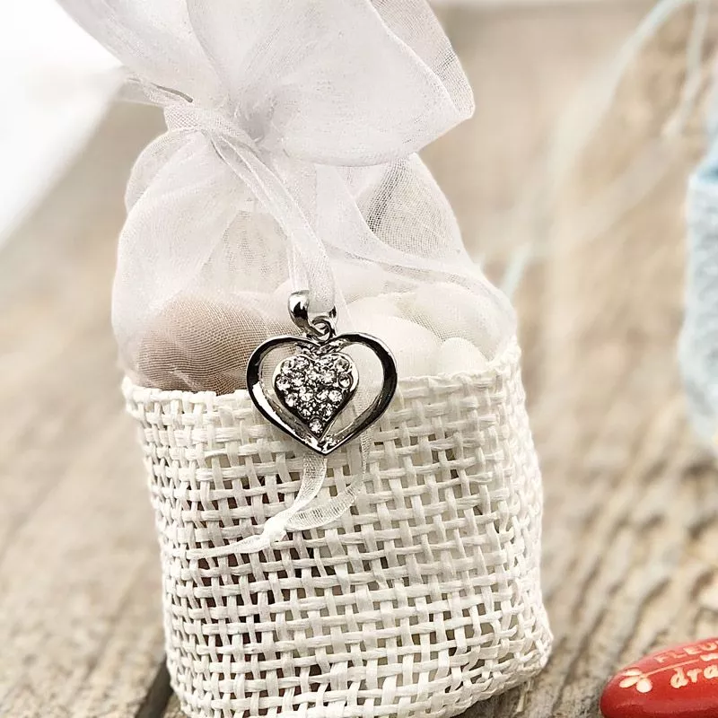 Pendentif charm strass Cœur - Argenté
