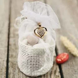 12 Pendentif charm strass Cœur - Or