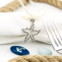 12 Pendentif charm strass- Étoile de mer