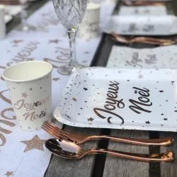 Gobelet Joyeux Noel Blanc et rose gold  X10