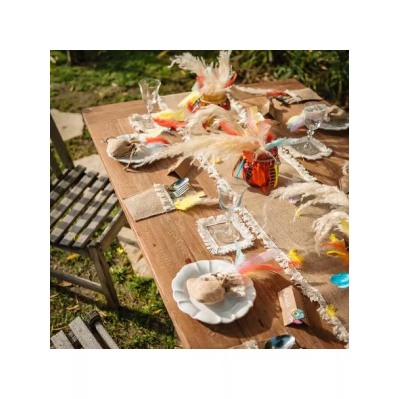 Chemin de table jute boho avec Frange
