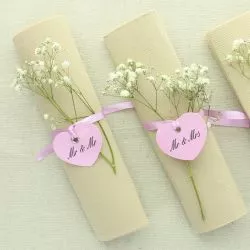 12 étiquettes Coeur rose