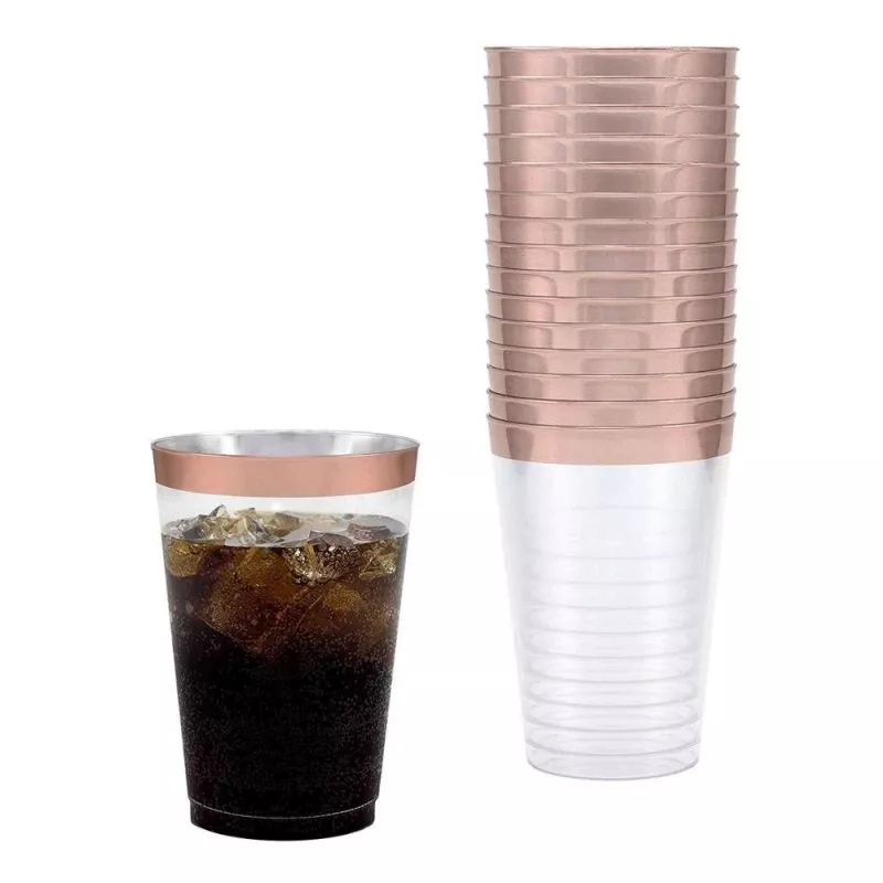 Verre plastique Cristal Liseré rose gold 6 Pièces