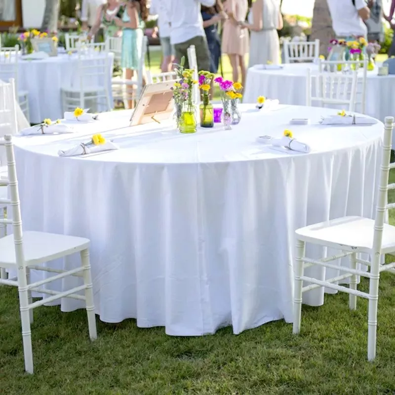 Nappe ronde Tissu Anti tache mariage 300cm - Blanche