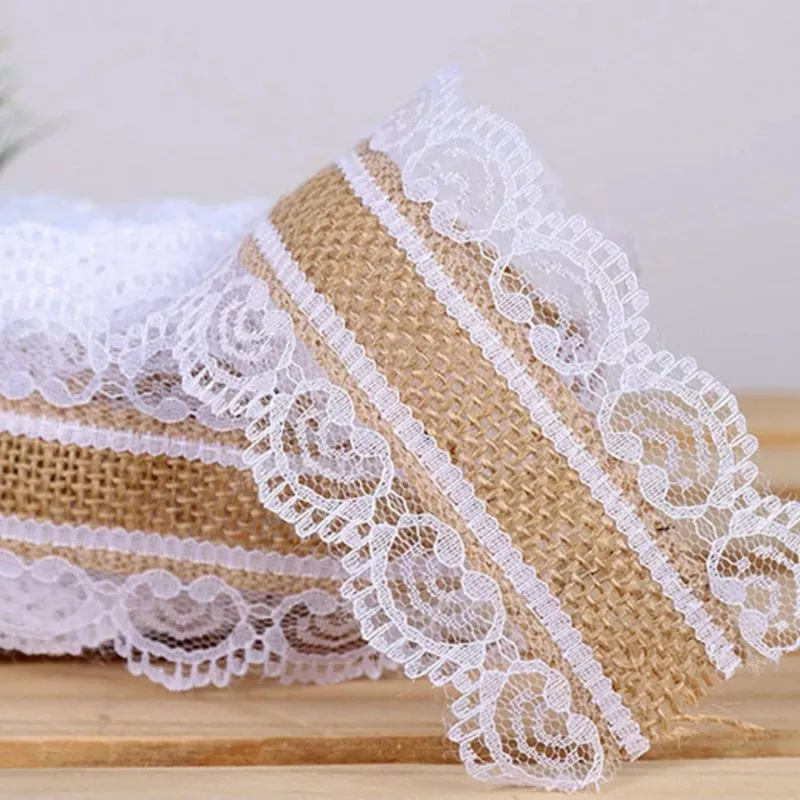 Ruban luxe jute bord dentelle 2m