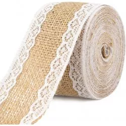 Ruban jute bord dentelle 2m