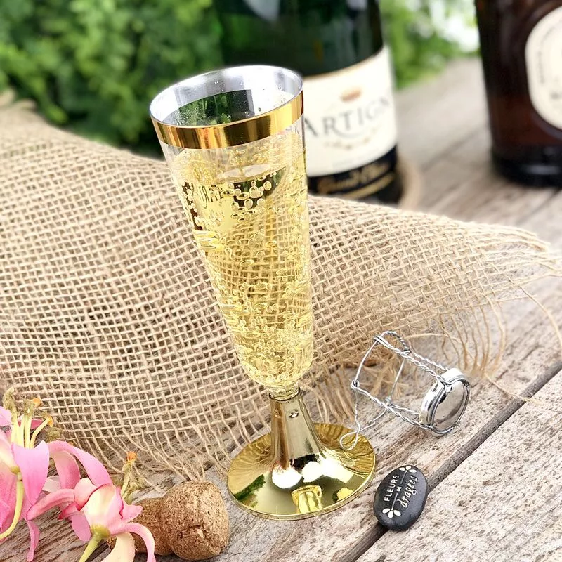 Flûte champagne plastique Réutilisable OR 18cl (6psc)