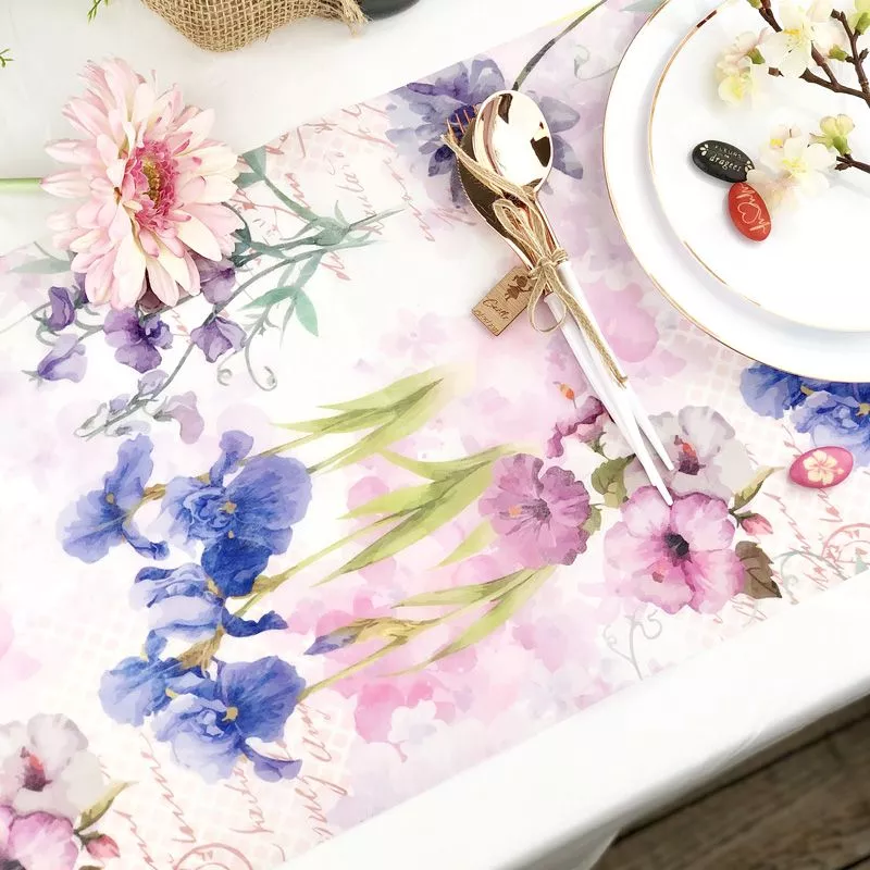Chemin de table Polyester Lavable 10m - Fleuri
