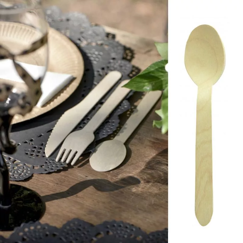 Couvert jetable - Cuillère en BOIS X50