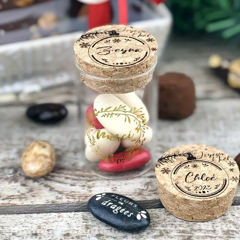 Boite chocolat Noël nominative dorure merci