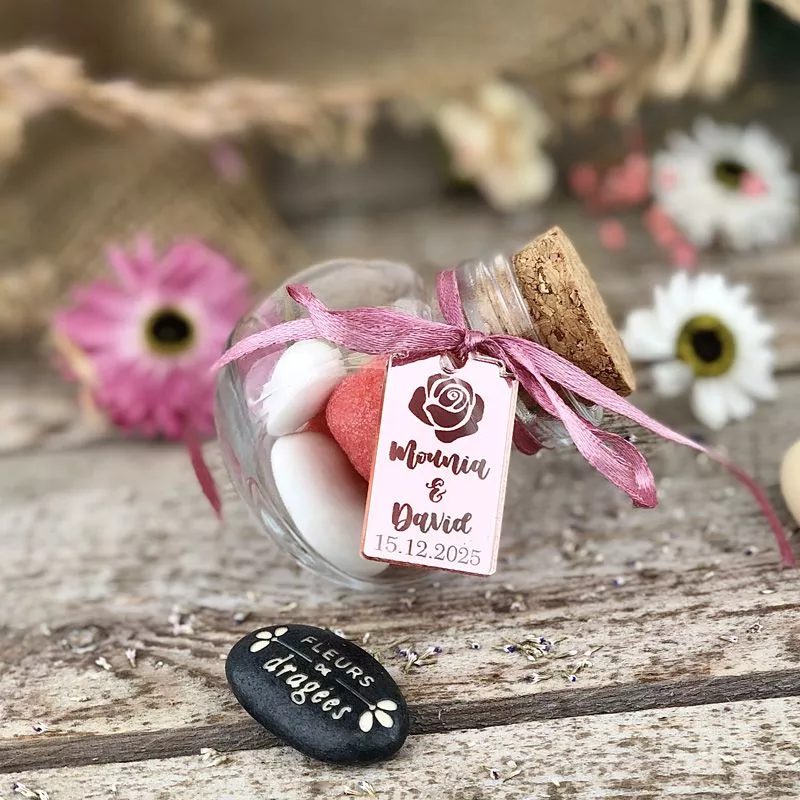 Petit pot bocal dragées verre Rond
