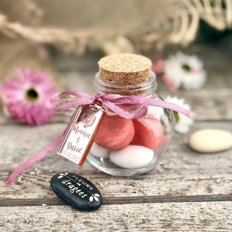 Petit pot bocal dragées verre Rond
