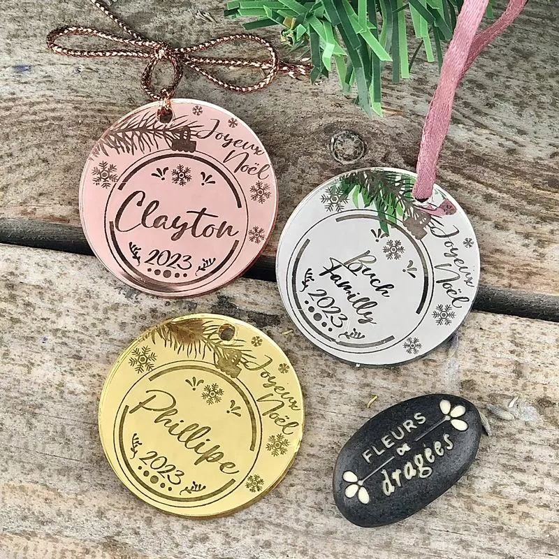 Etiquettes Miroir personnalisées - Boule Noël